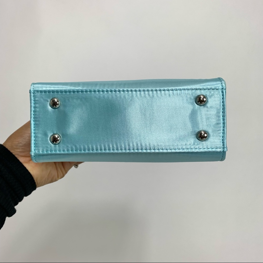 ❌SOLD❌ Brandon Blackwood Baby Blue Satin ESR Tote - Picture 6 of 10